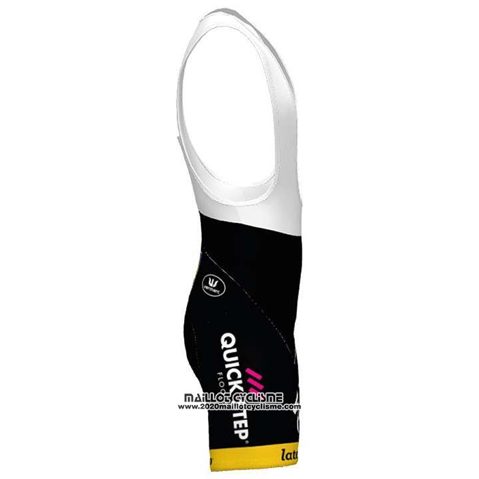 2020 Maillot Ciclismo Deceuninck Quick Step Blanc Jaune Manches Courtes et Cuissard